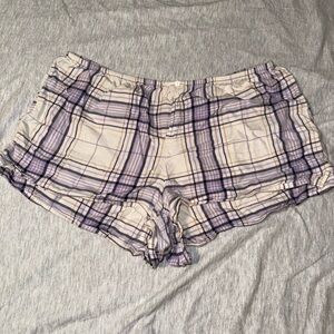 Aerie Plaid Lounge Shorts in Purple and White